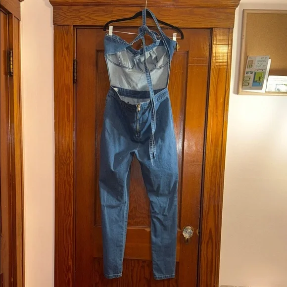 PrettyLittleThing Indigo Denim Jumpsuit - Picture 6 of 6